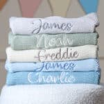 Personalised Toffee Moon pale blue bubble cardigan Baby Wear 5