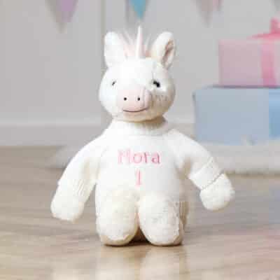 Personalised Jellycat Bashful cream unicorn soft toy Christmas Gifts