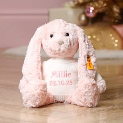 Personalised Steiff Tilda Pink Rabbit medium soft toy Birthday Gifts