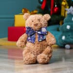 Personalised Jellycat bartholomew bear medium teddy with Liberty London Navy Christmas bow Christmas Gifts 3