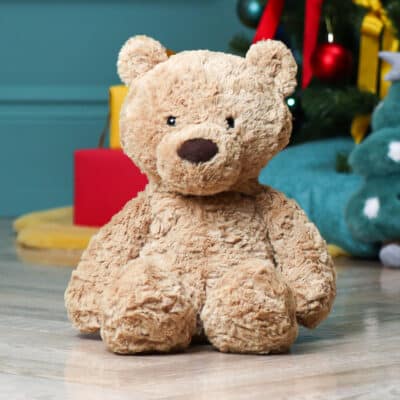 Personalised Jellycat bumbly bear medium teddy with Liberty London Green Christmas bow Birthday Gifts 3