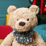 Personalised Jellycat bumbly bear medium teddy with Liberty London Green Christmas bow Birthday Gifts 6