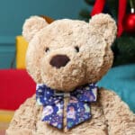 Personalised Jellycat bumbly bear medium teddy with Liberty London Navy Christmas bow Christmas Gifts 6