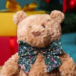 Personalised Jellycat bartholomew bear medium teddy with Liberty London Green Christmas bow Christmas Gifts 6