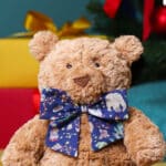 Personalised Jellycat bartholomew bear medium teddy with Liberty London Navy Christmas bow Christmas Gifts 6