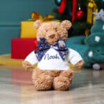Personalised Jellycat bartholomew bear medium teddy with Liberty London Navy Christmas bow Christmas Gifts 7