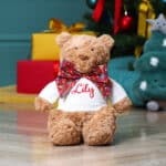 Personalised Jellycat bartholomew bear medium teddy with Liberty London Red Christmas bow Christmas Gifts 7
