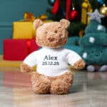 Personalised Jellycat bartholomew bear medium teddy with Liberty London Green Christmas bow Christmas Gifts 8
