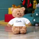 Personalised Jellycat bartholomew bear medium teddy with Liberty London Navy Christmas bow Christmas Gifts 8