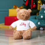 Personalised Jellycat bartholomew bear medium teddy with Liberty London Red Christmas bow Christmas Gifts 8