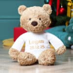 Personalised Jellycat bumbly bear medium teddy with Liberty London Green Christmas bow Birthday Gifts 8