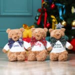 Personalised Jellycat bartholomew bear medium teddy with Liberty London Red Christmas bow Christmas Gifts 9