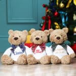 Personalised Jellycat bumbly bear medium teddy with Liberty London Green Christmas bow Birthday Gifts 9